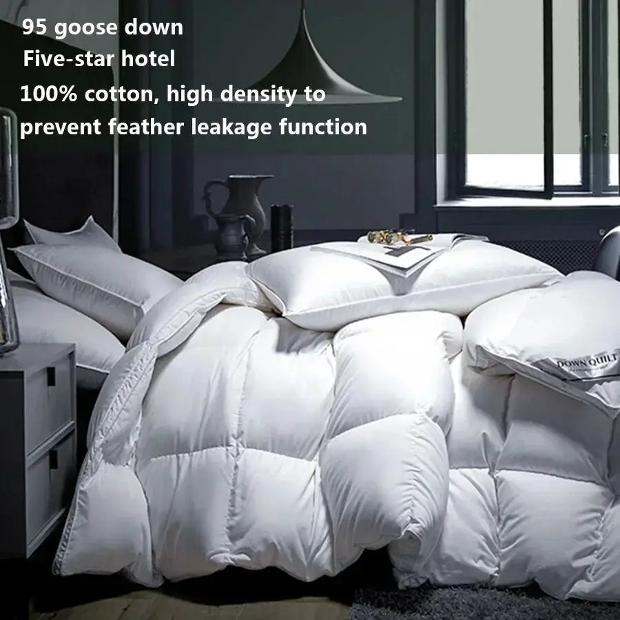 Premium Goose Down Comforter – Fluffy 100% Cotton Duvet Insert with Corner Tabs, All-Season Warmth