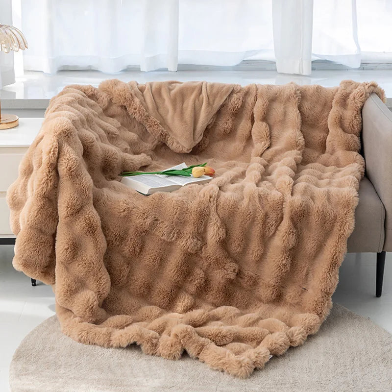 Bubble Rabbit Blanket Flannel Four Seasons Nap Sofa Blanket Coral Velvet Leisure Air Conditioning Cover Blanket