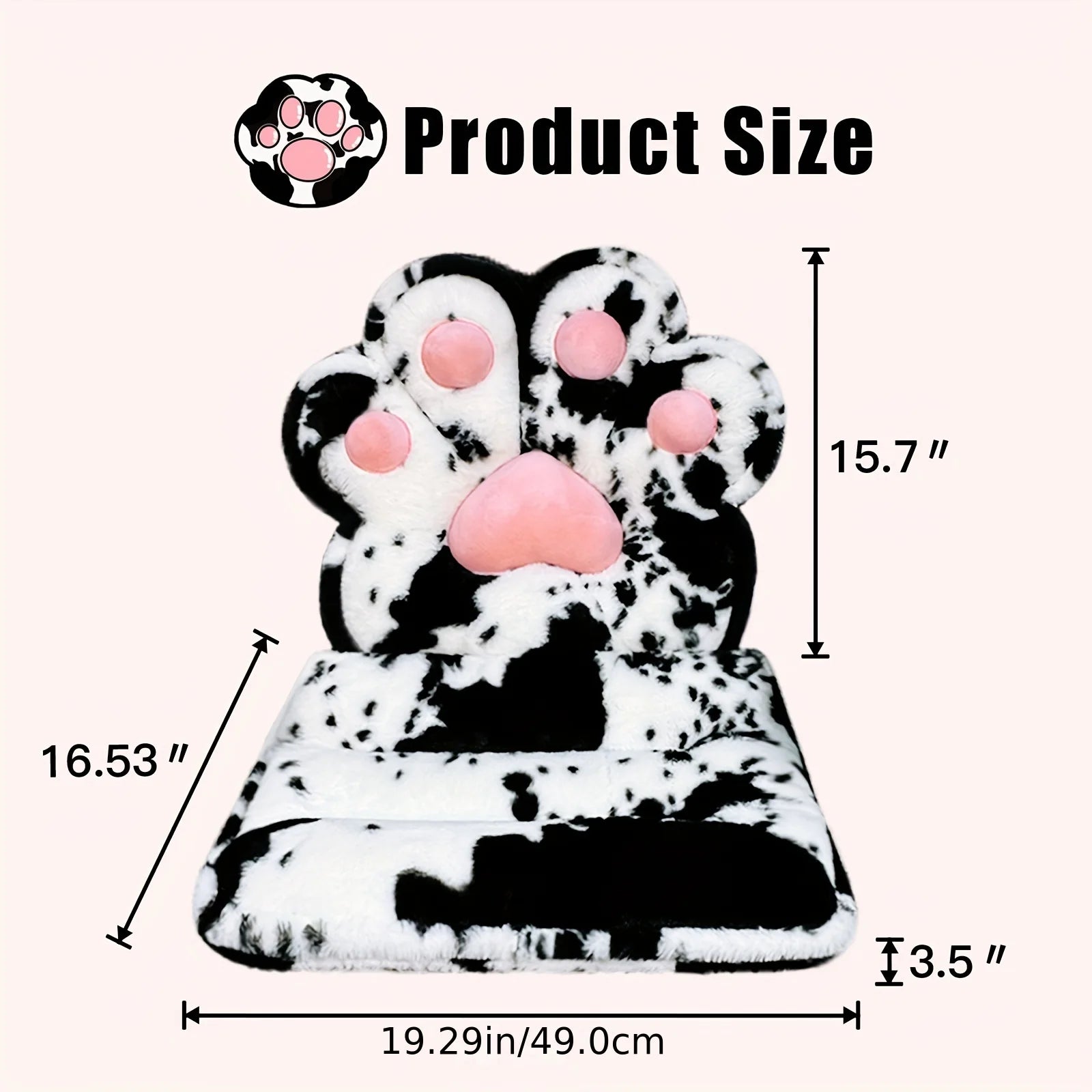 L-Shape Cat Paw Cushion, Soft Chair Pillow Kawaii Chair Cushions, Faux Rabbit Fur Gaming Chair Cushion for Gamer Girl Gifts