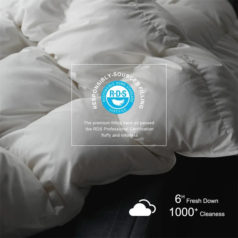 Premium Goose Down Comforter – Fluffy 100% Cotton Duvet Insert with Corner Tabs, All-Season Warmth