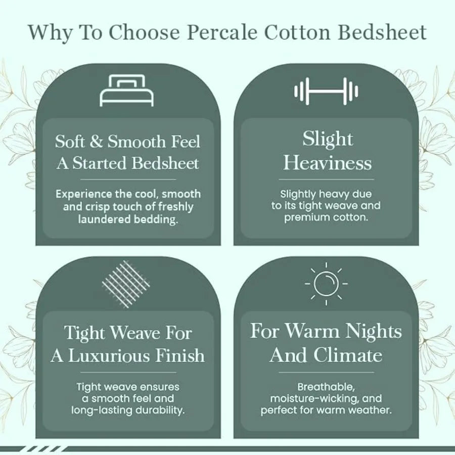 (Premium) Luxury 100% Cotton Percale Sheets Set – 300 Thread Count | Cooling, Breathable & 16" Deep Pocket