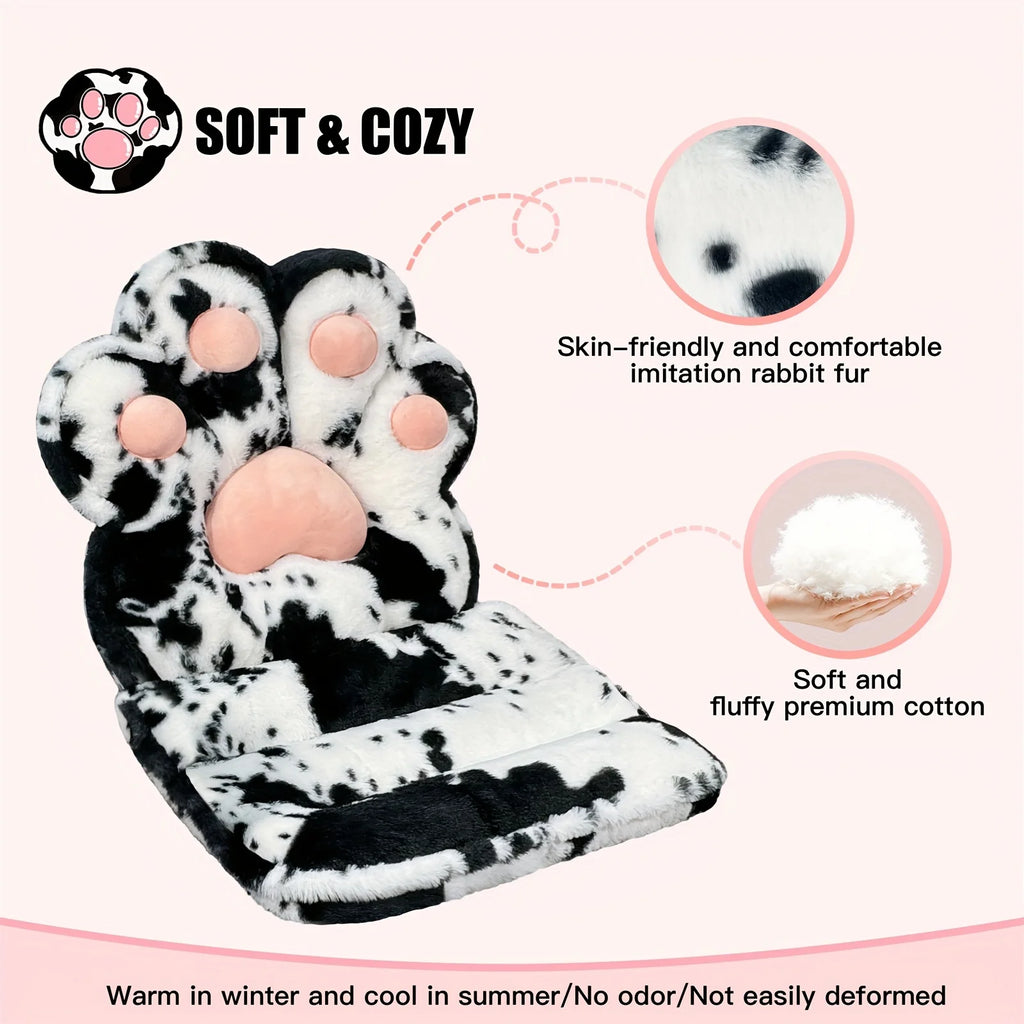 L-Shape Cat Paw Cushion, Soft Chair Pillow Kawaii Chair Cushions, Faux Rabbit Fur Gaming Chair Cushion for Gamer Girl Gifts