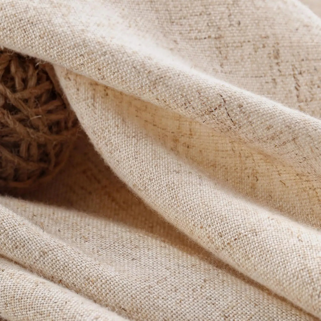 Farmhouse Linen Shower Curtain with Ruffle Hem – Beige Boho Rustic Bathroom Decor, 72" W x 72" L