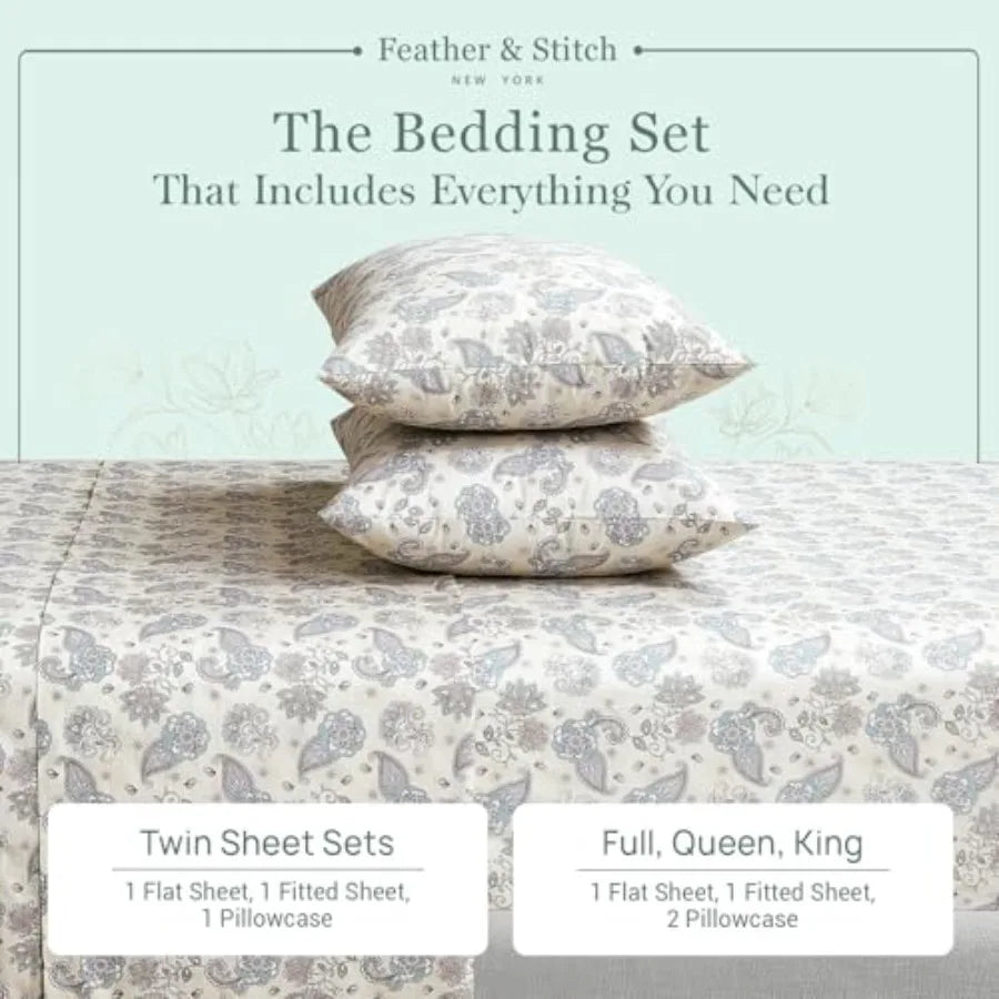 (Premium) Luxury 100% Cotton Percale Sheets Set – 300 Thread Count | Cooling, Breathable & 16" Deep Pocket