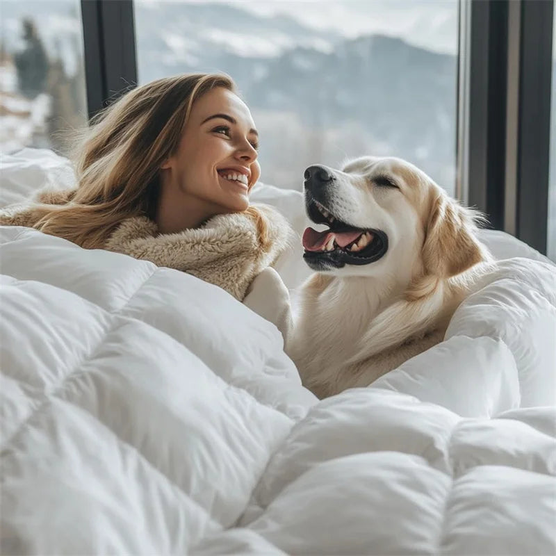 Premium Goose Down Comforter – Fluffy 100% Cotton Duvet Insert with Corner Tabs, All-Season Warmth