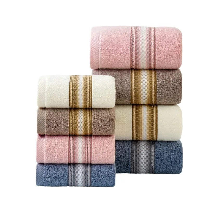 Premium Cotton Bathroom Towels – 1/5/10pcs | Hotel-Quality Embroidered Face & Bath Towels, Soft & Absorbent, 34×74cm / 70×140cm