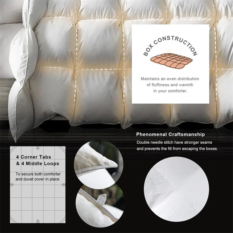 Premium Goose Down Comforter – Fluffy 100% Cotton Duvet Insert with Corner Tabs, All-Season Warmth